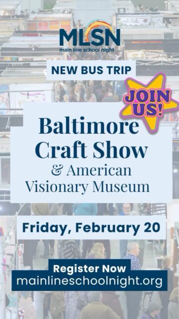 Calling all crafters 🎨! Beat the February blues with a unique day trip to American Craft Made Baltimore, the largest juried craft fair on the East Coast. Celebrating its 49th year, this renowned show features hundreds of artists offering exceptional handmade jewelry, furniture, clothing, home décor, and more! The trip also includes a guided tour of the American Visionary Art Museum, known for its bold, imaginative works by self-taught artists. Travel by bus, enjoy a day of art and inspiration, and connect with fellow craft lovers on this special Friday getaway on 2/20! Click https://bit.ly/3Lp0v7L to reserve your spot! 
•
•
•
#MainLineSchoolNight #MLSN #LifelongLearning #BOTML #AdultClasses #ThingsToDo #Fun #Learning #AdultLearning #Nonprofit #NEW #NEWclasses #SS26 #Spring2026 #DayTrip #Baltimore #CraftShow #MLSNClasses #Community #Connection #MainlinePA #RadnorPA #VillanovaPA #ArdmorePA #WaynePA #DelcoPA