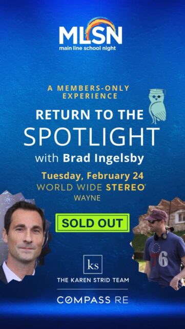 It’s almost time ✨We’re counting down to Tuesday’s sold-out members-only event, Return to the Spotlight with Brad Ingelsby, at @worldwidestereo in Wayne.

A heartfelt thank you to our presenting sponsor, The Karen Strid Team at Compass RE, for helping make this special MLSN experience possible!

Explore upcoming events, classes, and membership at mainlineschoolnight.org.
•
•
•
#mainlineschoolnight #lifelonglearning #mainlinepa