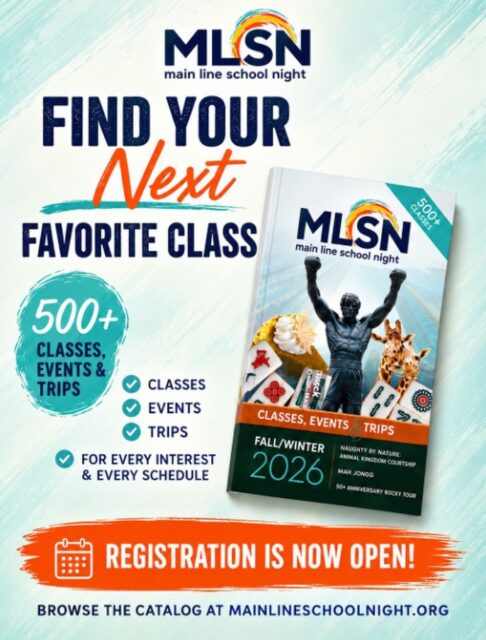 Find your next favorite class! ✨

Fall/Winter 2026 registration is officially OPEN! 🎉 With 500+ classes, events & trips, there’s always something new to learn, try or explore at Main Line School Night.

🎨 Get creative
🍳 Try something delicious
💪 Get moving
🚌 Go somewhere new
🧠 Learn something just because you want to

What are you taking this semester? 👀

👉 Browse the Fall/Winter 2026 catalog and register today at mainlineschoolnight.org
•
•
•
#MainLineSchoolNight #MainLinePA #ThingsToDoMainLine #AdultEducation #LifelongLearning