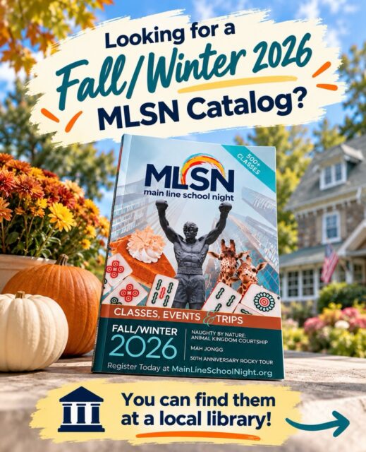 📚 Looking for a copy of our Fall/Winter 2026 catalog? We’ve got you covered! 🍂

There’s still so much to discover at Main Line School Night! From engaging classes and hands-on workshops to local tours, bus trips and special events, your next adventure is waiting.

📍 You can find our catalog at local libraries throughout the Main Line and surrounding communities, including the locations featured in this post and more!

👉 Swipe through to see where you can pick up a copy!

🏡 You can also grab a catalog at the Creutzburg Center in Radnor or view it digitally anytime at MainLineSchoolNight.org.

✨ 500+ classes. Endless opportunities to learn something new.
•
•
•
#MainLineSchoolNight #MainLinePA #LifelongLearning #AdultEducation #MainLineEvents