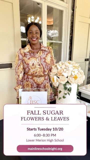 🌸🎂 Learn to create beautiful, edible sugar flowers and fall leaves!
Add a little artistry to your baking in our hands-on Fall Sugar Flowers & Leaves class! Learn techniques to create stunning seasonal decorations that will take your cakes and desserts to the next level. 🍂
📅 Starts Tuesday, October 20
⏰ 6:00–8:30 PM
📍 Lower Merion High School
✨ Register at mainlineschoolnight.org
•
•
•
#MainLineSchoolNight #CakeDecorating #BakingClasses #MainLinePA